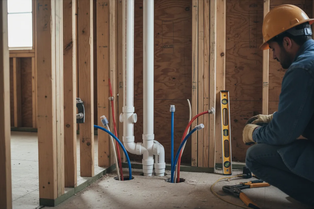Drain and supply rough-in during Drain Cleaning in Delcambre